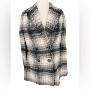 Heed‎ Plaid Wool Blend Double Breasted Cape XS/S